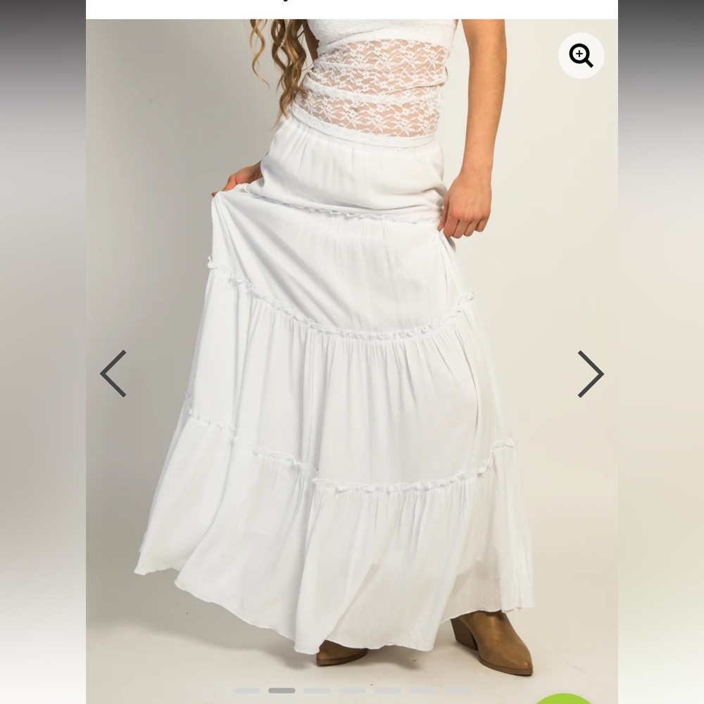Harlow White Tiered Maxi Skirt